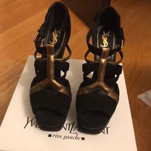 YSL cut out peep toe high heel